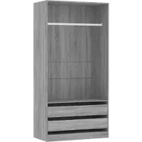 The Living Store De Living Store garderobekast, grijs Sonoma, 100x50x200 cm, gemaakt van houtvezel