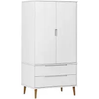 The Living Store MOLDE Kledingkast - 90 x 55 x 175 cm - Wit - Massief grenenhout met uv-vernis