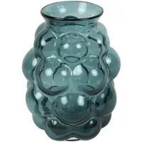 Countryfield Bloemenvaas Bubblegum Medium - transparant glas - petrol blauw - D16 x H21 cm - vaas - Vazen