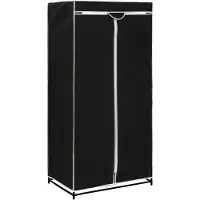 The Living Store Kledingkast - Zwart 75 x 50 x 160 cm - Ijzeren frame - Polyester bekleding