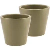 DK Design bloempot/plantenpot - 2x - Vinci - olijfgroen mat - voor kamerplant - D13 x H15 cm - Plantenpotten