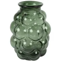 Countryfield Bloemenvaas Bubblegum Large - transparant glas - donkergroen - D21 x H30 cm - vaas - Vazen