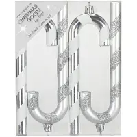 Merkloos Inge goods Kersthangers - 4x - zuurstokken - zilver - 14 cm - Kersthangers