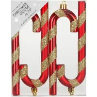 Merkloos Christmas Goods Kersthangers - 4x - zuurstokken - rood - 14 cm - Kersthangers