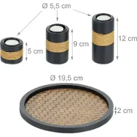Merkloos waxinelichthouders - dienblad en steentjes - Ø 19,5 cm - tafeldecoratie woon- en eetkamer - zwart