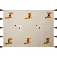 Beliani Plafond, Deken katoen beige/oranje lama motief 130 x 180 cm KHANDWA (130 x 180 cm)