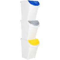 vidaXL Afvalbakken met deksels stapelbaar 3 st PP 120 L wit