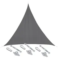 Merkloos Schaduwdoek/zonnescherm Curacao driehoek grijs 4 x 4 x 4 meter met ophanghaken - Schaduwdoeken
