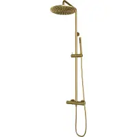 Brauer Gold Edition opbouw regendoucheset met staafhanddouche en hoofddouche 30cm geborsteld messing PVD