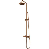 Brauer Copper Carving opbouw regendouche met 20cm douchekop en staafhanddouche geborsteld koper PVD