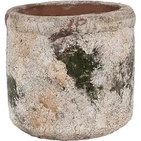 Clayre & Eef Bloempot Ø 12x11 cm Beige Groen Terracotta Beige