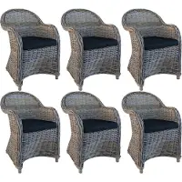 Decomeubel Rotan Stoel Kubu Grey met zwart Kussen - set van 6 stoelen