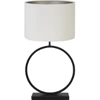 Light & Living Tafellamp Liva/Velours - Zwart/Off white - Ø40x78,5cm - Tafellamp met kap