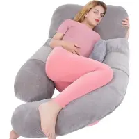 Stellar U-vormige Kussen - 152 cm - Zwangerschapskussen - Grijs - Zijslaapkussen - 152 x 76 x 19 cm - Body Pillow