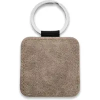 Combicraft Blanco leren sleutelhanger vierkant 50x50mm grijs - 5 stuks