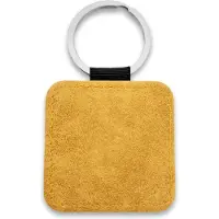 Combicraft Blanco leren sleutelhanger vierkant 50x50mm okergeel - 5 stuks
