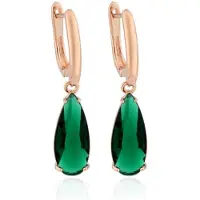 Deja Jewels Oorbellen met Hangers - Dames, Rosegoudkleurige Afwerking, Groene Waterdrop Glassteen