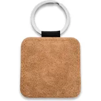 Combicraft Blanco leren sleutelhanger vierkant 50x50mm licht bruin - 10 stuks
