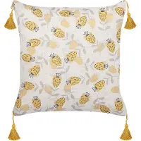 Beliani Decoratieve kussens, Sierkussen bloemmotief geel / beige met kwastjes 45 x 45 cm set van 2 ABUTILON (45 x 45 cm)