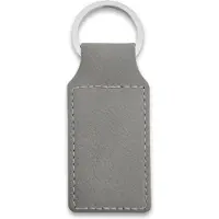 Combicraft Blanco leren sleutelhanger rechthoek 33x70mm grijs - 5 stuks