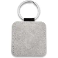 Combicraft Blanco leren sleutelhanger vierkant 50x50mm licht grijs - 10 stuks