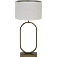 Light & Living Tafellamp Jamiri/Saverna - Ant, Brons/Eiwit - Ø30x67cm - Tafellamp met kap