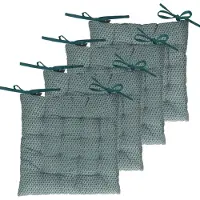 Atmosphera Stoelkussens - 4x - blauw - katoen - 38 x 7 cm - wicker zitkussen - tuinstoelkussens