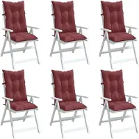 vidaXL Stoelkussens 6 st hoge rug 120x50x7 cm stof gemêleerd wijnrood
