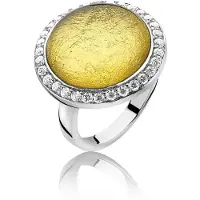 Orphelia Silver 925 Zr-3901;56 Ring Glass 24Cr Gold Sheet Zirconium