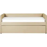 Beliani TROYES - Slaapbank - Beige - Fluweel