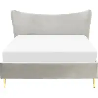 Beliani CHALEIX - Tweepersoonsbed - Grijs - 140 x 200 cm - Fluweel