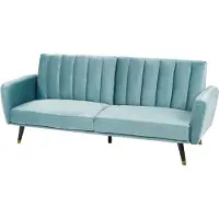 Beliani VIMMERBY - Slaapbank-Blauw-Fluweel