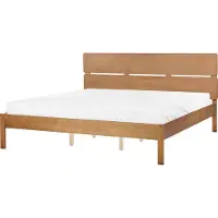 Beliani BOISSET - Tweepersoonsbed-Lichte houtkleur-Rubberhout
