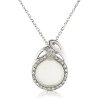 Orphelia Dames 925 Sterling Zilveren Pendant met Ketting - Wit ZH-4569