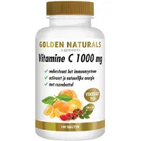Golden naturals 2x Vitamine C 1000mg Rozenbottel Vegan 180 Tabletten