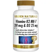 Golden naturals 2x Vitamine K2 200 mcg & D3 26mcg 180 vegacapsules