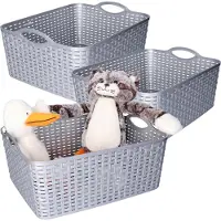 PlasticForte opbergmandje/kastmandje - 3x - 11 liter - zilver - kunststof - 35 x 28 x 16 cm - nestbaar