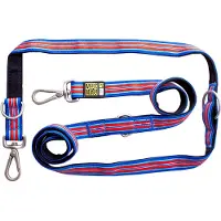 Max & Molly Hampton Strip Verstelbare Hondenlijn / Hondenriem - Polyester - Blauw - L - Breedte: 2,5 cm - Lengte: 200 cm