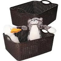 PlasticForte opbergmandje/kastmandje - 2x - 11 liter - donkerbruin - kunststof - 35 x 28 x 16 cm - nestbaar