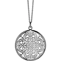 Orphelia Pendant + Chain Black Big Circle ZH-6034/3