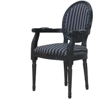 Ebuy24 Stoel barok Rococo zwart met zwart gestreepte bekleding.