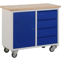 Ceha Mobiele werkbank met 1 deurtje en 4 lades. Op zware wielen. Makkelijk overal mee naar toe te nemen!