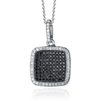 Orphelia Dames 925 Sterling Zilveren Ketting met Hanger - Zilver/Zwart ZH-4879