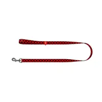 Waudog Red Tartan Hondenlijn / Hondenriem - Nylon - Rood / Zwart Geblokt - Breedte: 25 mm - Lengte: 122 cm