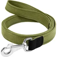 Waudog Canvas Hondenlijn / Hondenriem - Katoen - Waterafstotende coating - Legergroen - Reflecterend - Breedte: 3,5 cm - Lengte: 150 cm - Geschikt voor grote tot hele grote honden