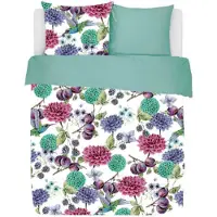 Ten Cate Jet Originals Dekbedovertrek Katoen Satijn Flower & Fruit - mint groen 240x200/220cm