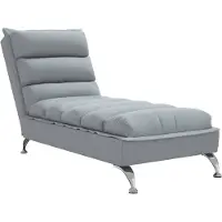vidaXL Chaise longue met kussens stof lichtgrijs