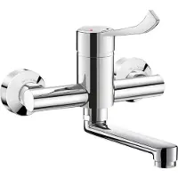 Delabie Grootkeukenmengkraan 1/2 inch 2 kraangaten temperatuurbegrenzing Chroom