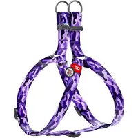 Waudog Purple Camo Harnas / Hondentuigje - Nylon - Gratis QR-tag - Breedte: 20 mm - Borstomtrek: 50 - 80 cm (GELIEVE ALVORENS BESTELLEN OPMETEN)