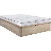 Vente-unique Set 160 x 200 cm bedbodem met opbergruimte, licht naturel + matras met veren met 3 zones en vormgeheugen van 20 cm dik - WOLKENTANZ de YSMÉE